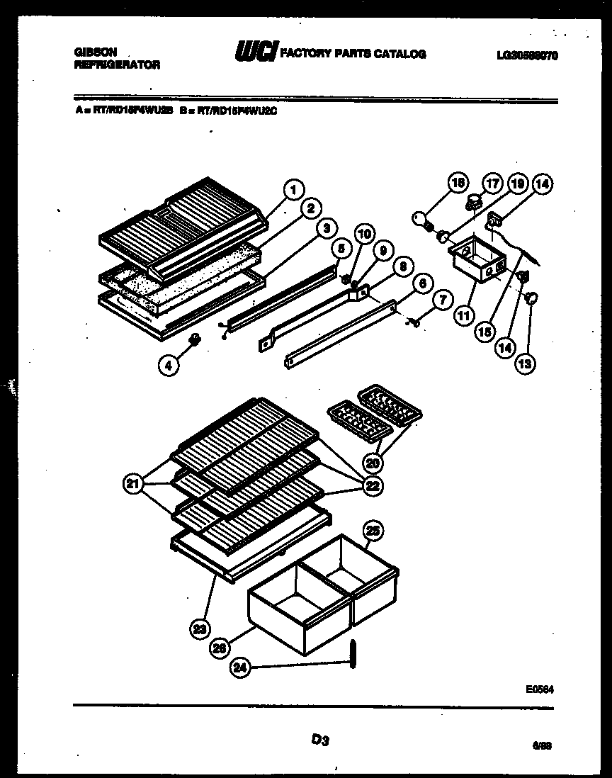 Gibson RD15F4WU2B shelves and supports diagram