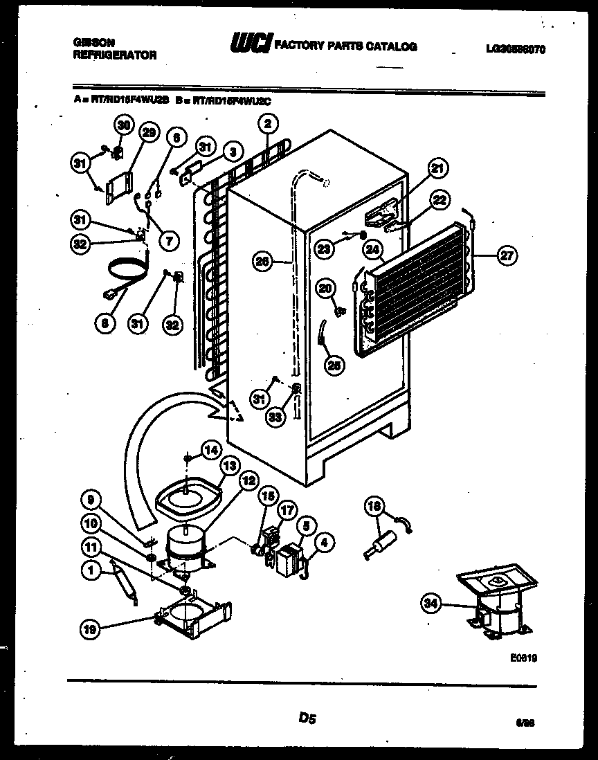 Gibson RD15F4WU2B system and automatic defrost parts diagram