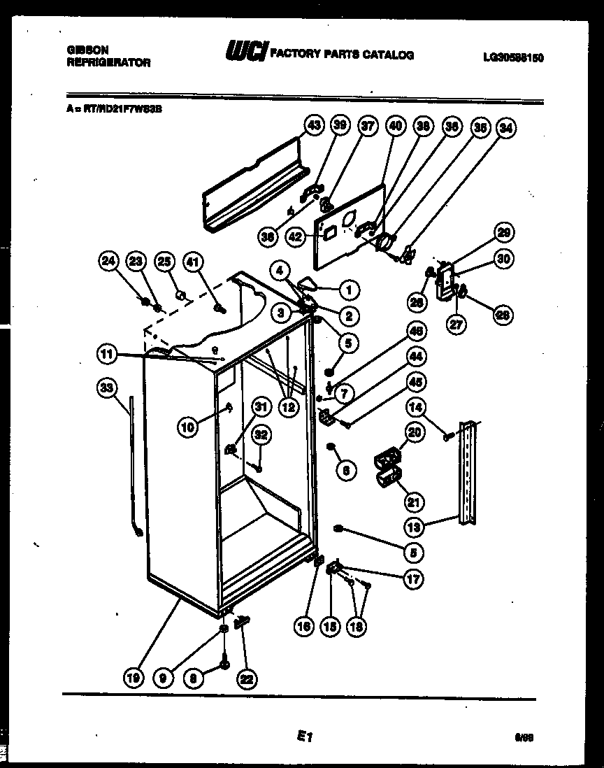 Gibson RD21F7WS3B cabinet parts diagram