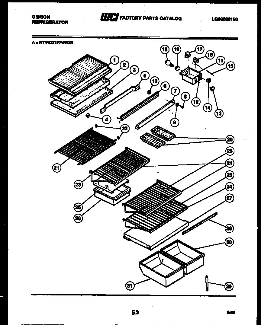 Gibson RD21F7WS3B shelves and supports diagram