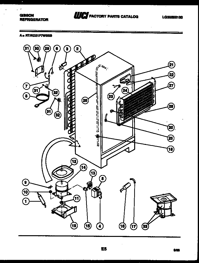 Gibson RD21F7WS3B system and automatic defrost parts diagram