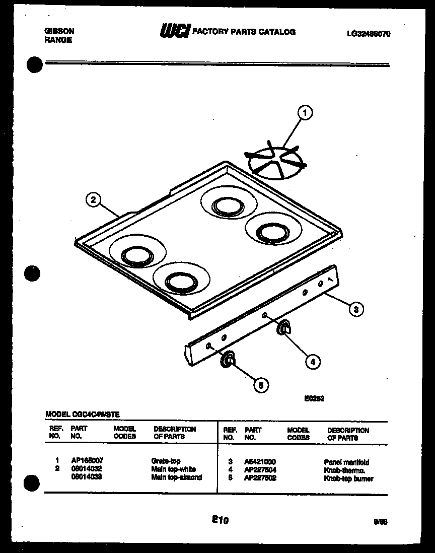 Gibson CGC4C4WSTE cooktop parts diagram