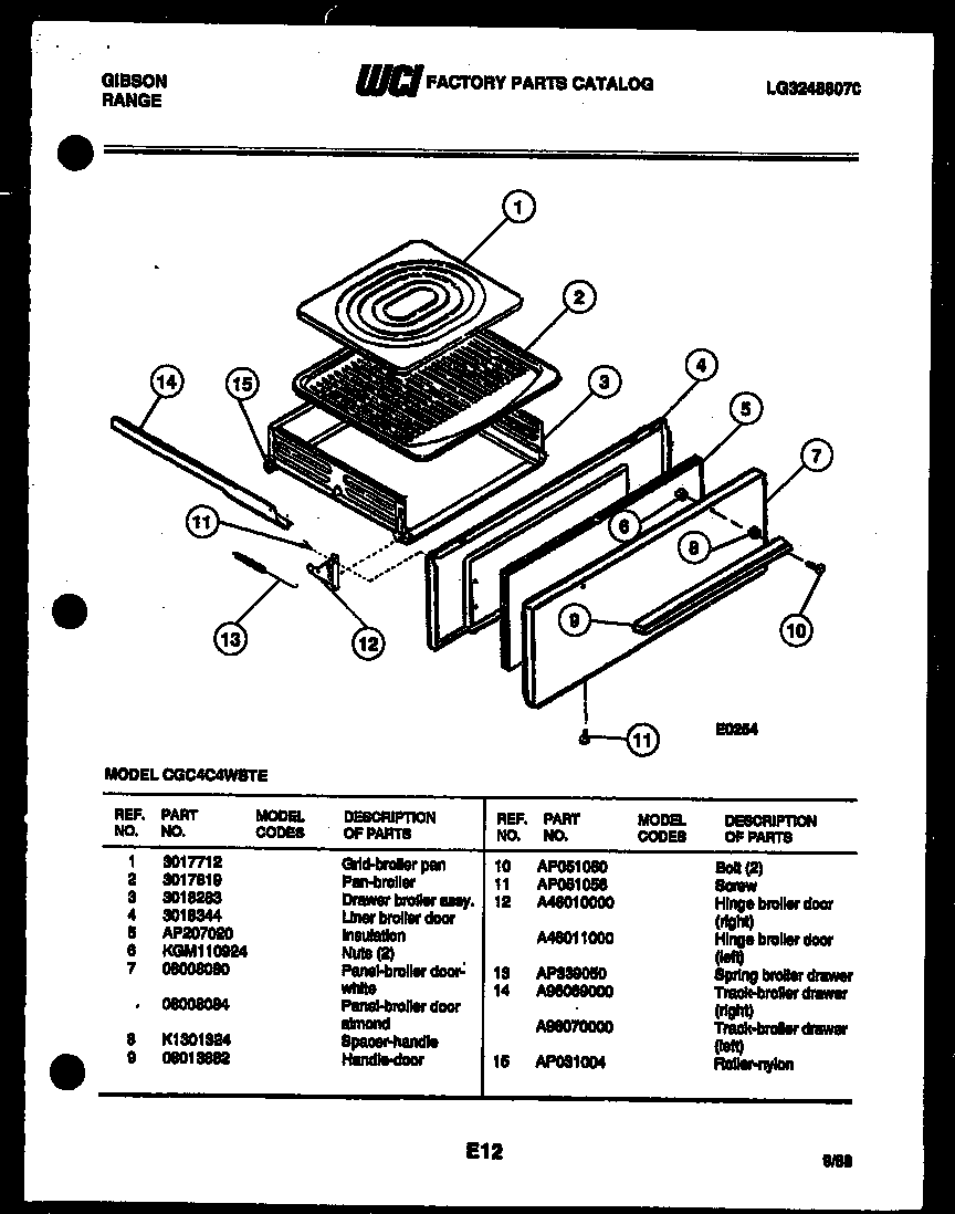 Gibson CGC4C4WSTE broiler drawer parts diagram