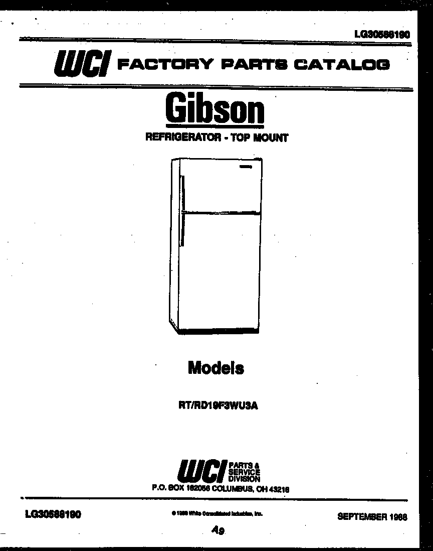 Gibson RD19F3WU3A cover page diagram