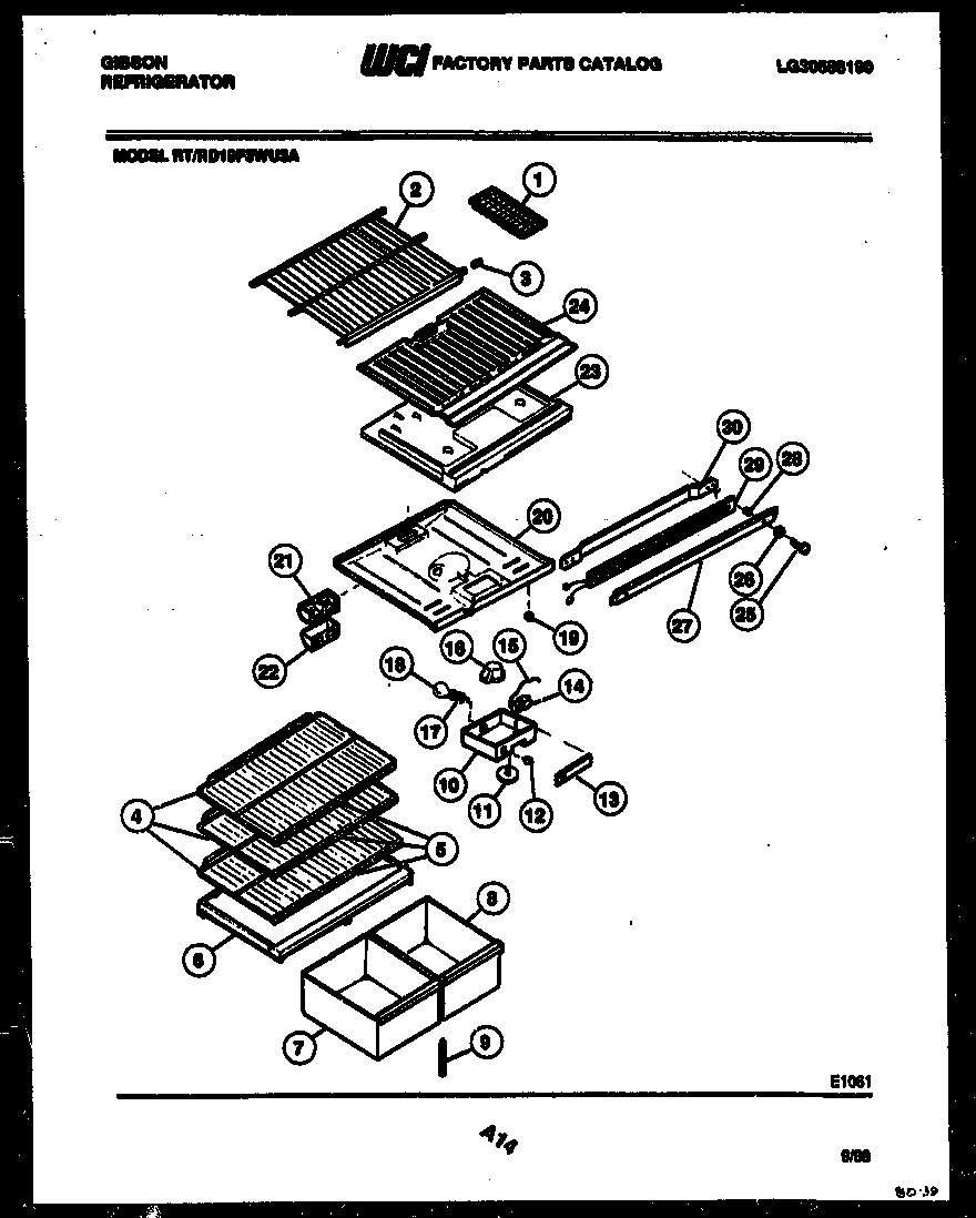 Gibson RD19F3WU3A shelves and supports diagram