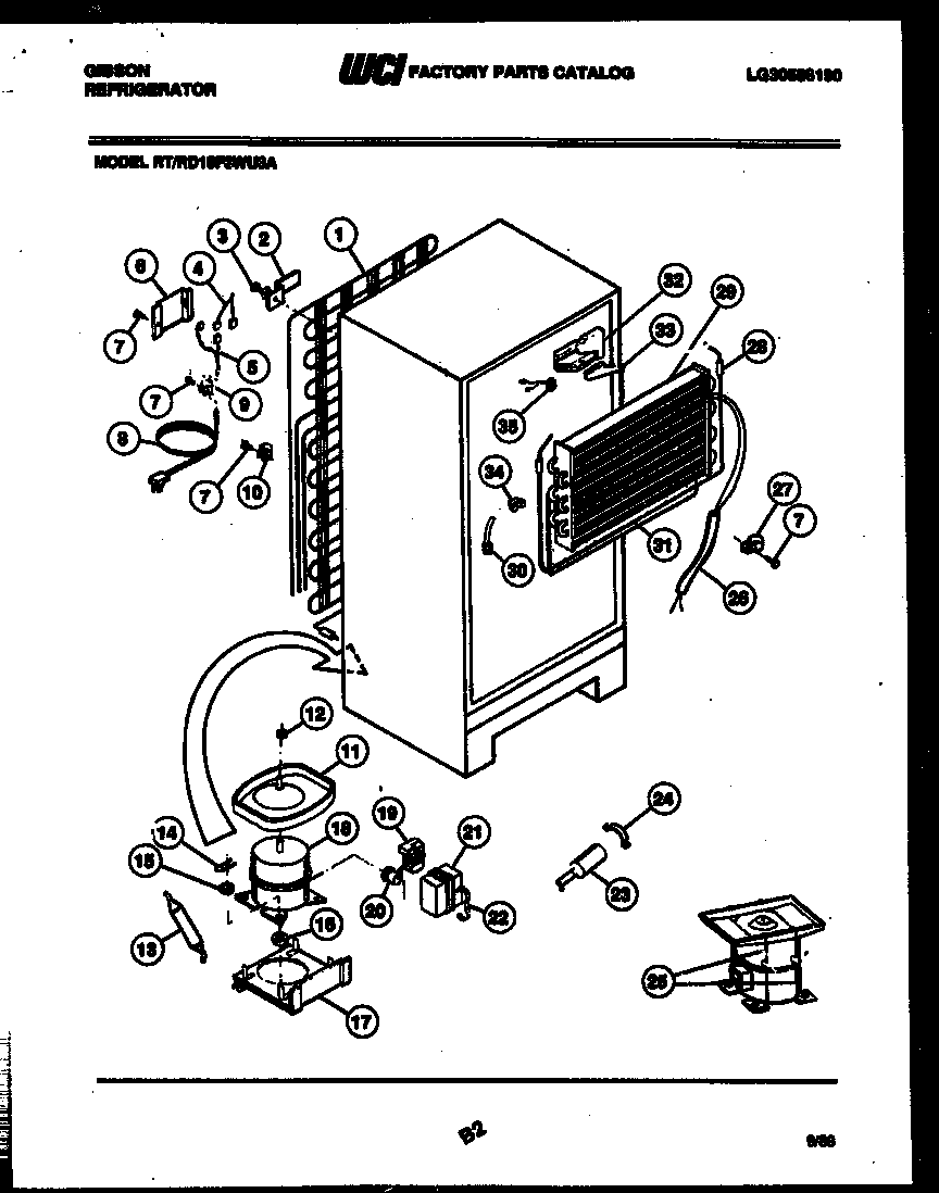 Gibson RD19F3WU3A system and automatic defrost parts diagram