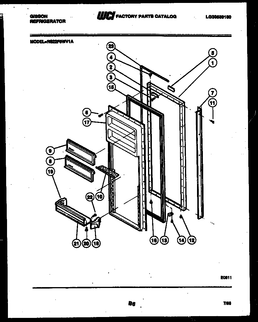Gibson RS22F8WV1A door parts diagram