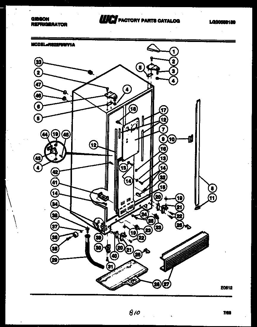 Gibson RS22F8WV1A cabinet parts diagram
