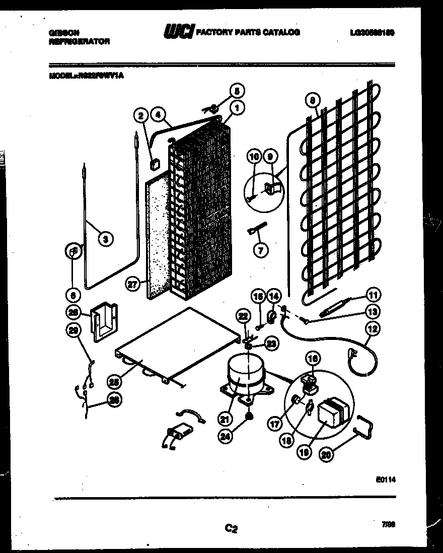 Gibson RS22F8WV1A system and automatic defrost parts diagram