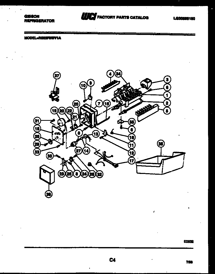 Gibson RS22F8WV1A ice maker parts diagram