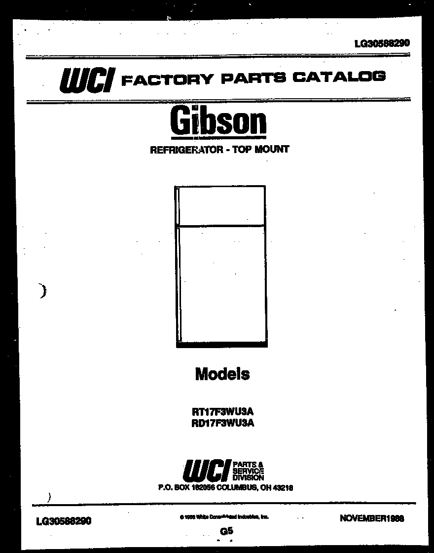 Gibson RD17F3WU3A cover page diagram
