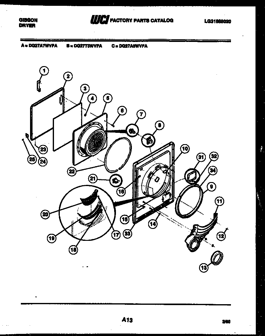 Gibson DG27T3WVFA door parts diagram