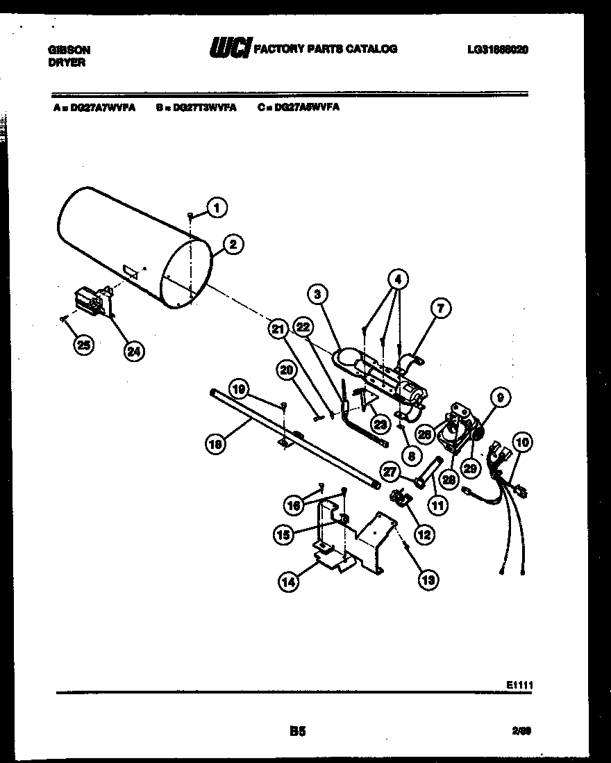Gibson DG27T3WVFA burner, igniter and valve diagram