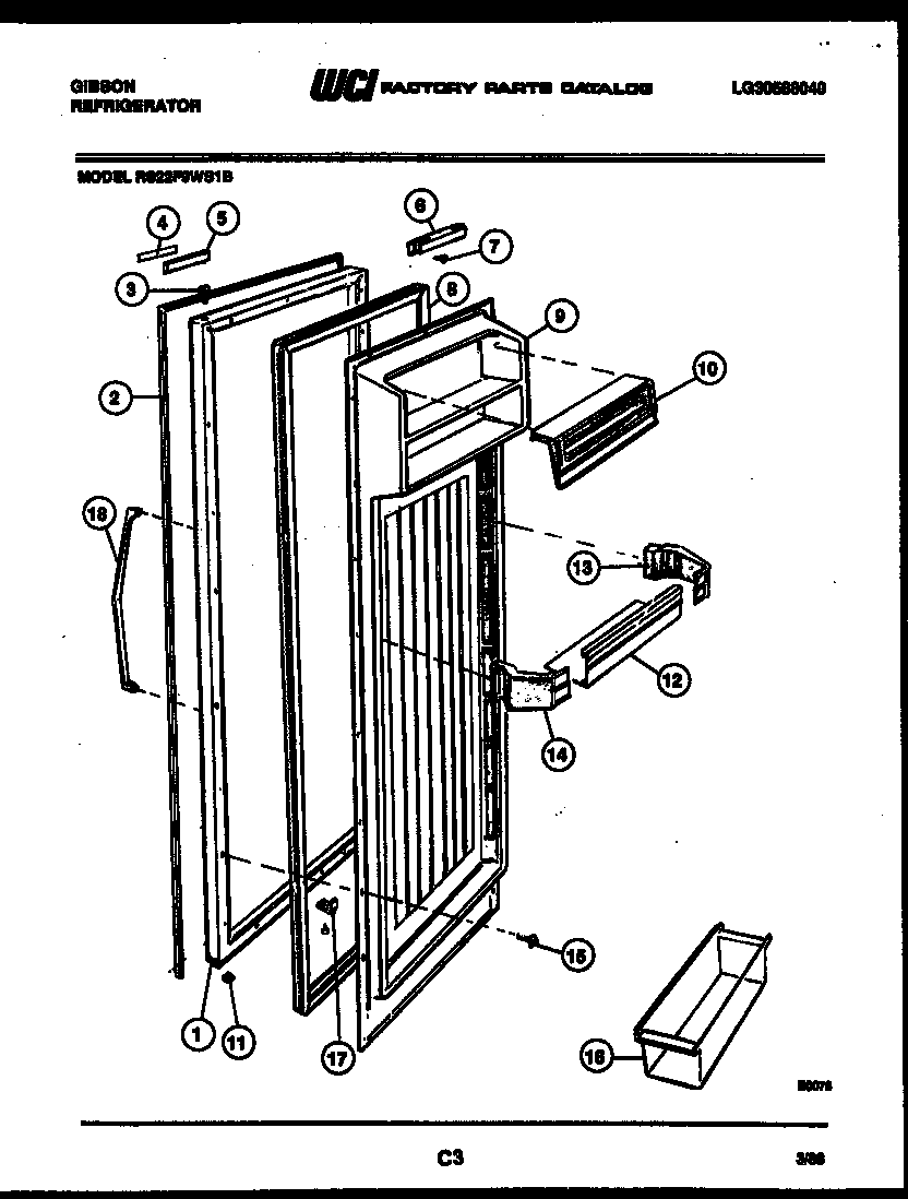 Gibson RS22F9WS1B refrigerator door parts diagram