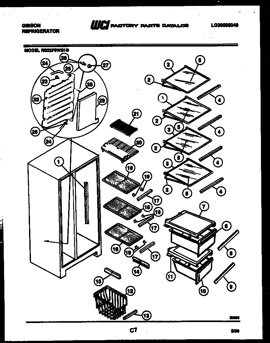 Gibson RS22F9WS1B shelves and supports diagram