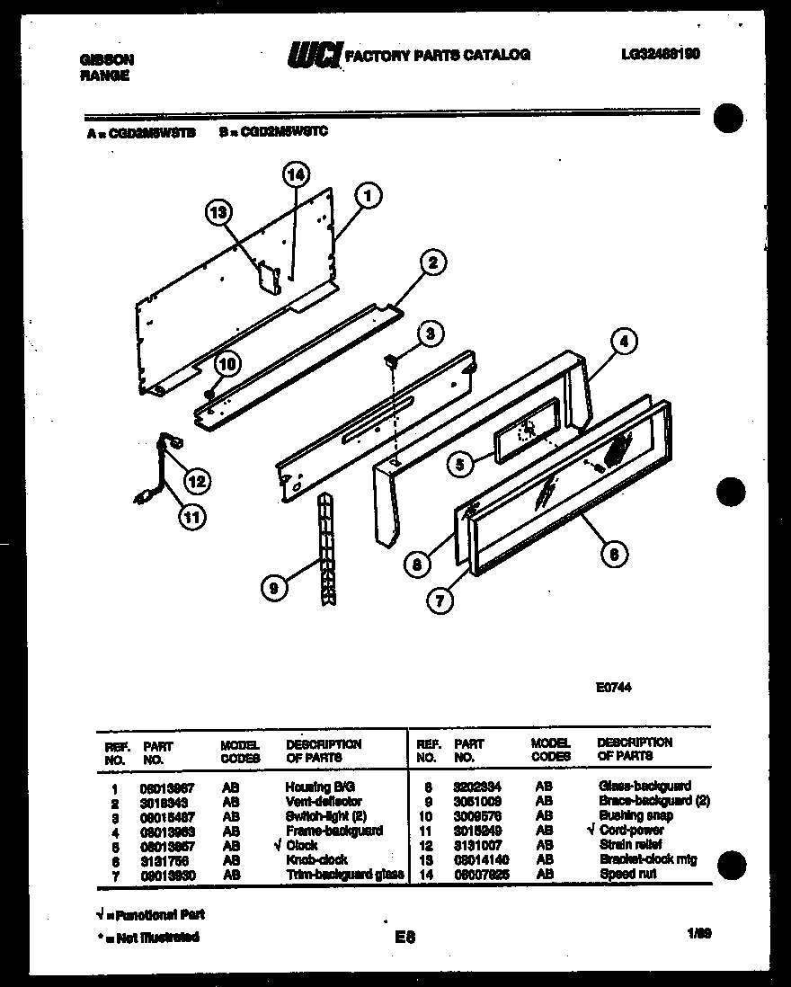 Gibson CGD2M5WSTB backguard diagram