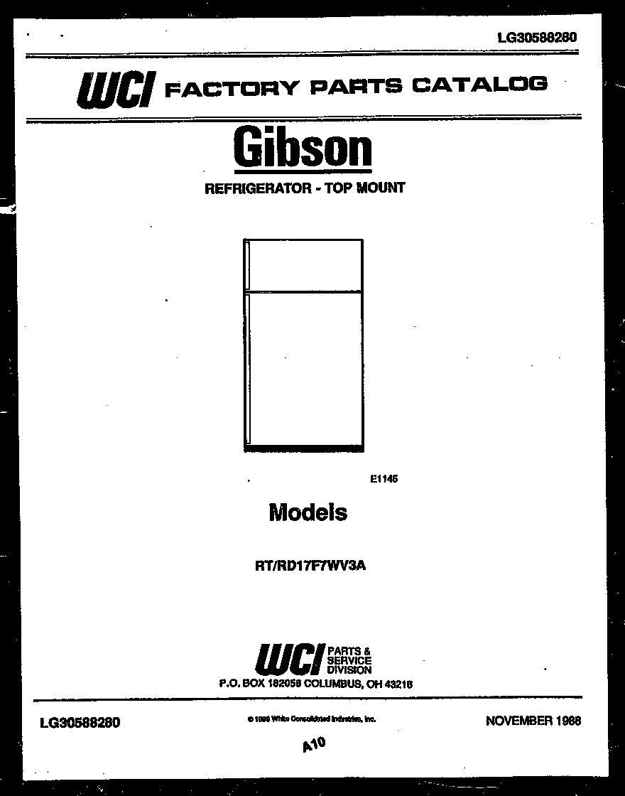 Gibson RT17F7WV3A cover page diagram