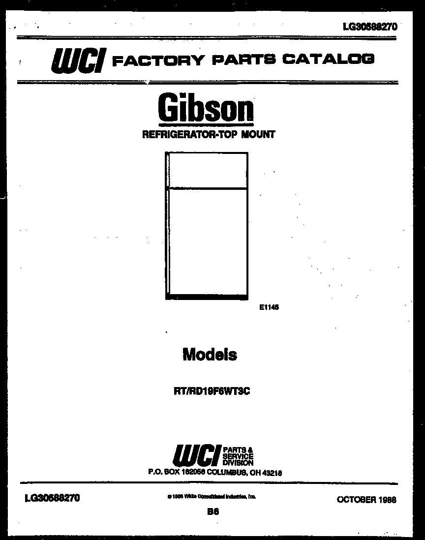 Gibson RT19F6WT3C cover page diagram