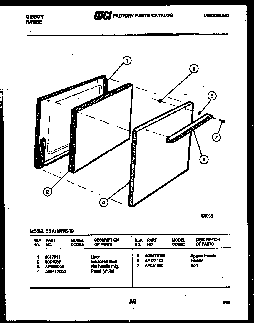 Gibson CGA1M3WSTB door parts diagram