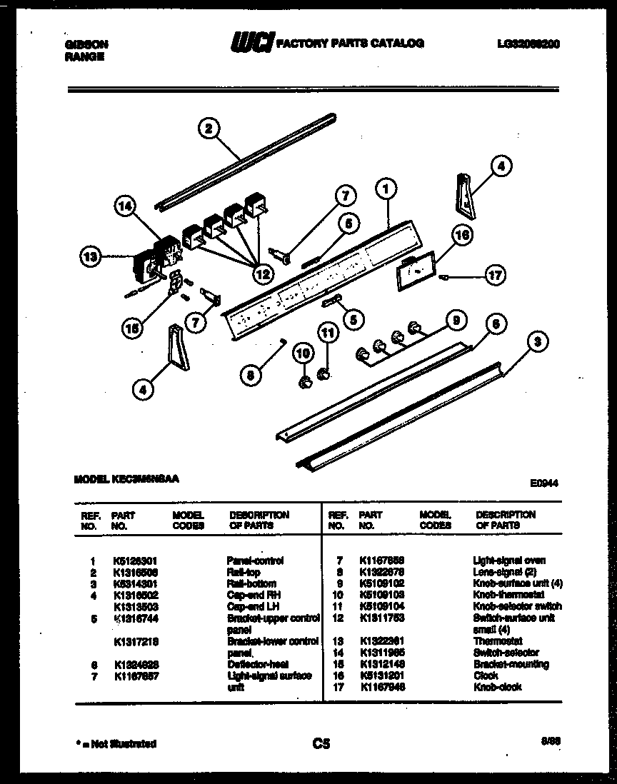 Gibson KEC3M6NSAA backguard diagram