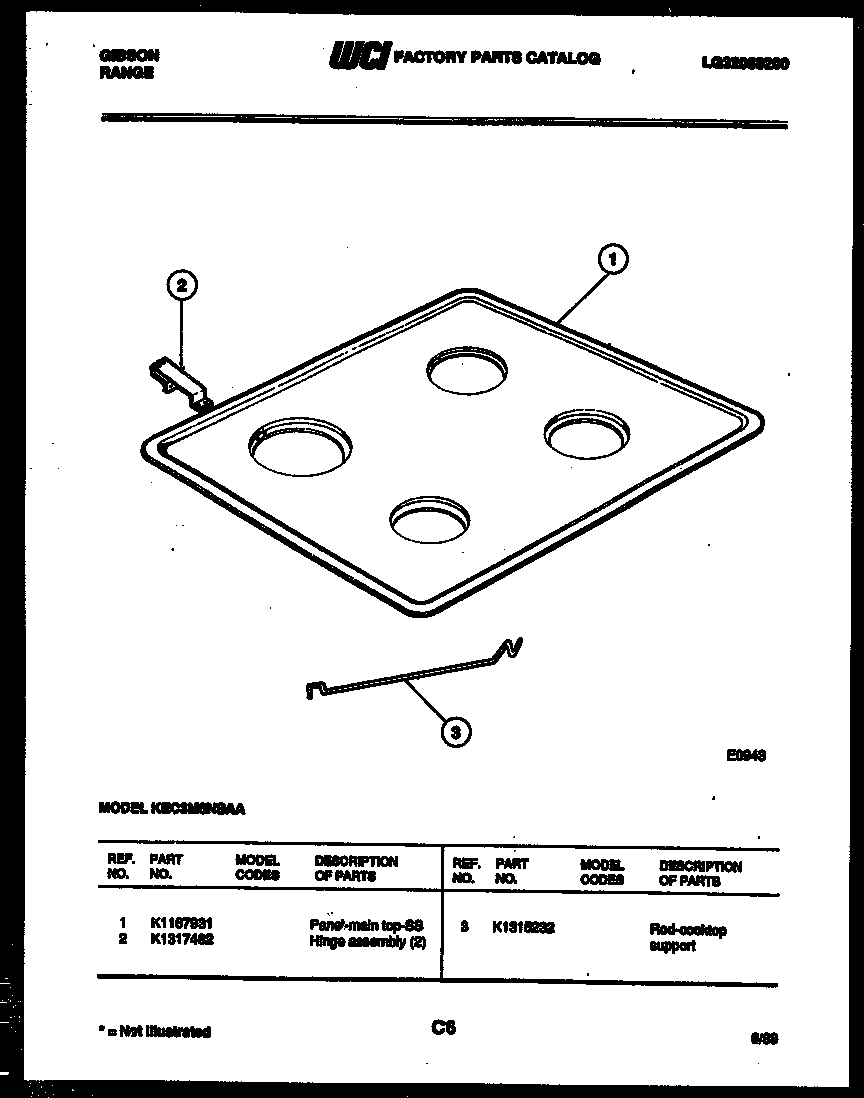 Gibson KEC3M6NSAA cooktop parts diagram