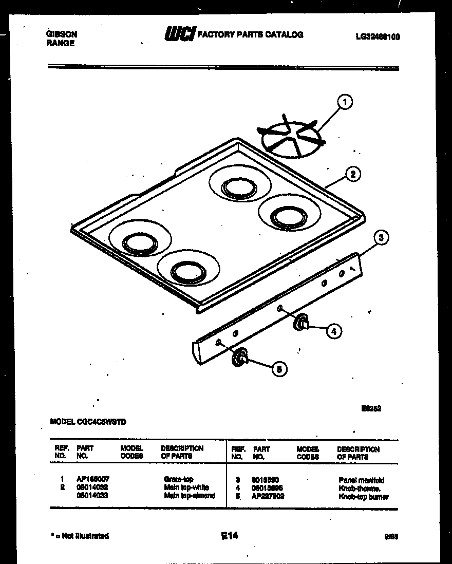 Gibson CGC4C5WSTD cooktop parts diagram