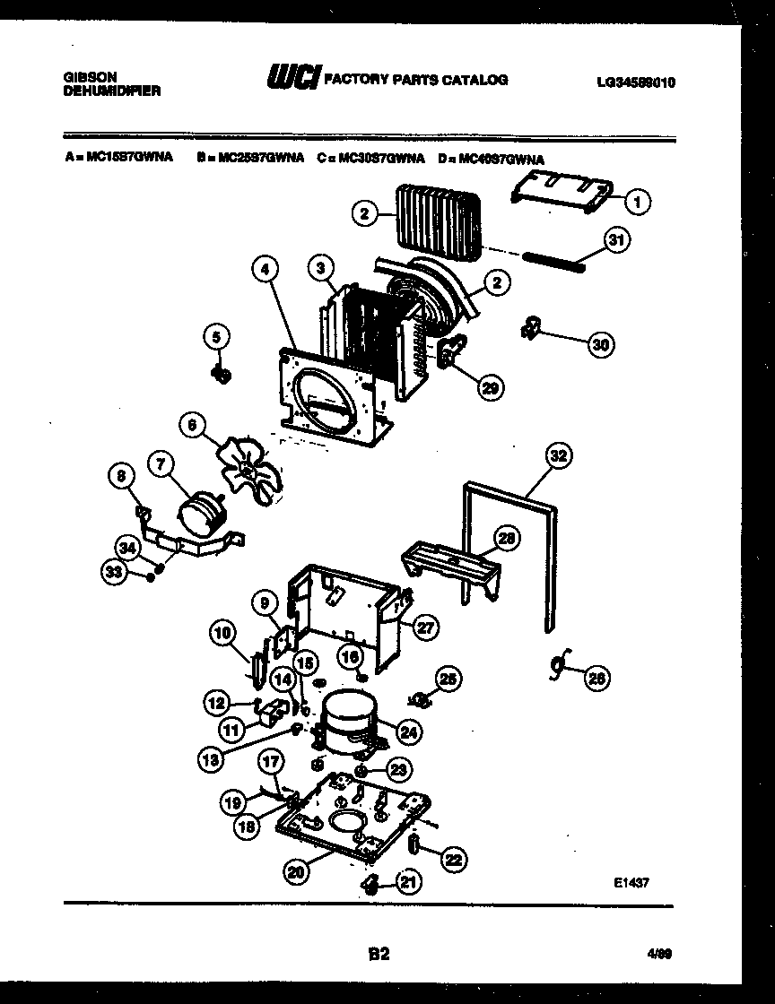 Gibson MC30S7GWNA air, water and condensing parts diagram