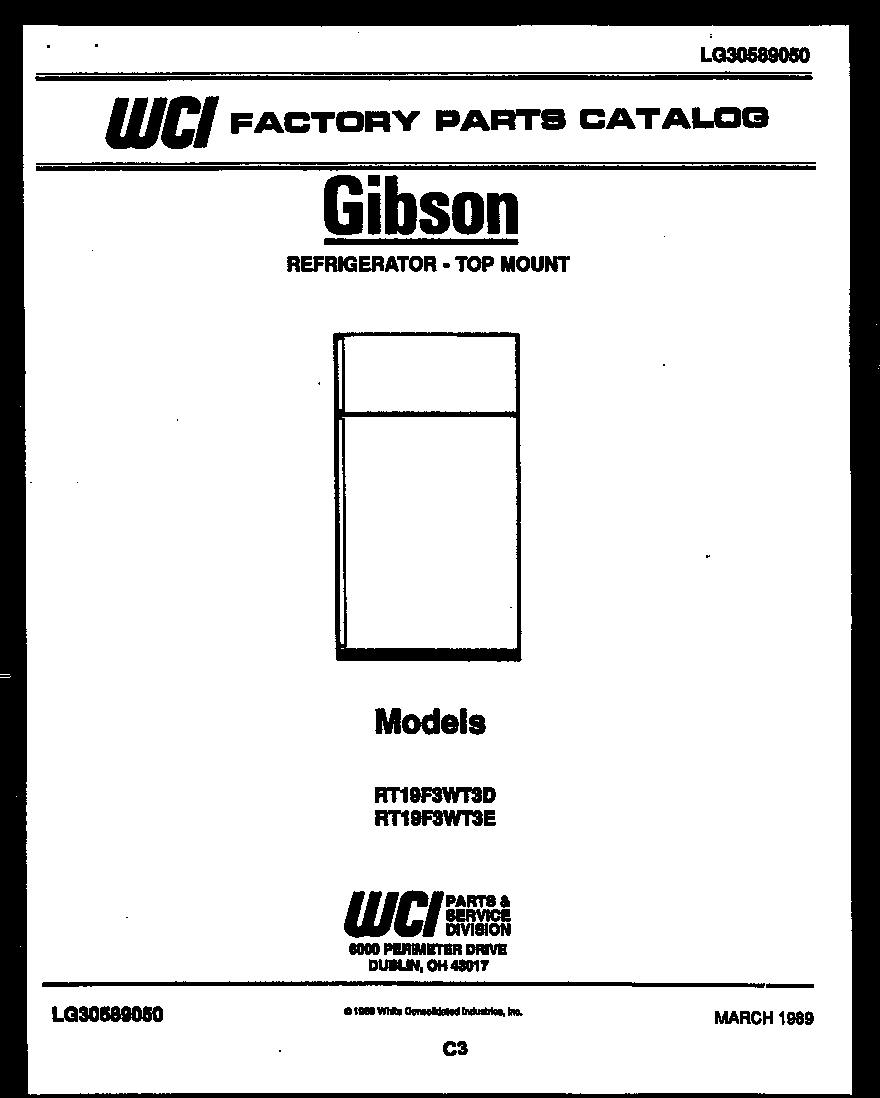 Gibson RT19F3WT3D cover page diagram