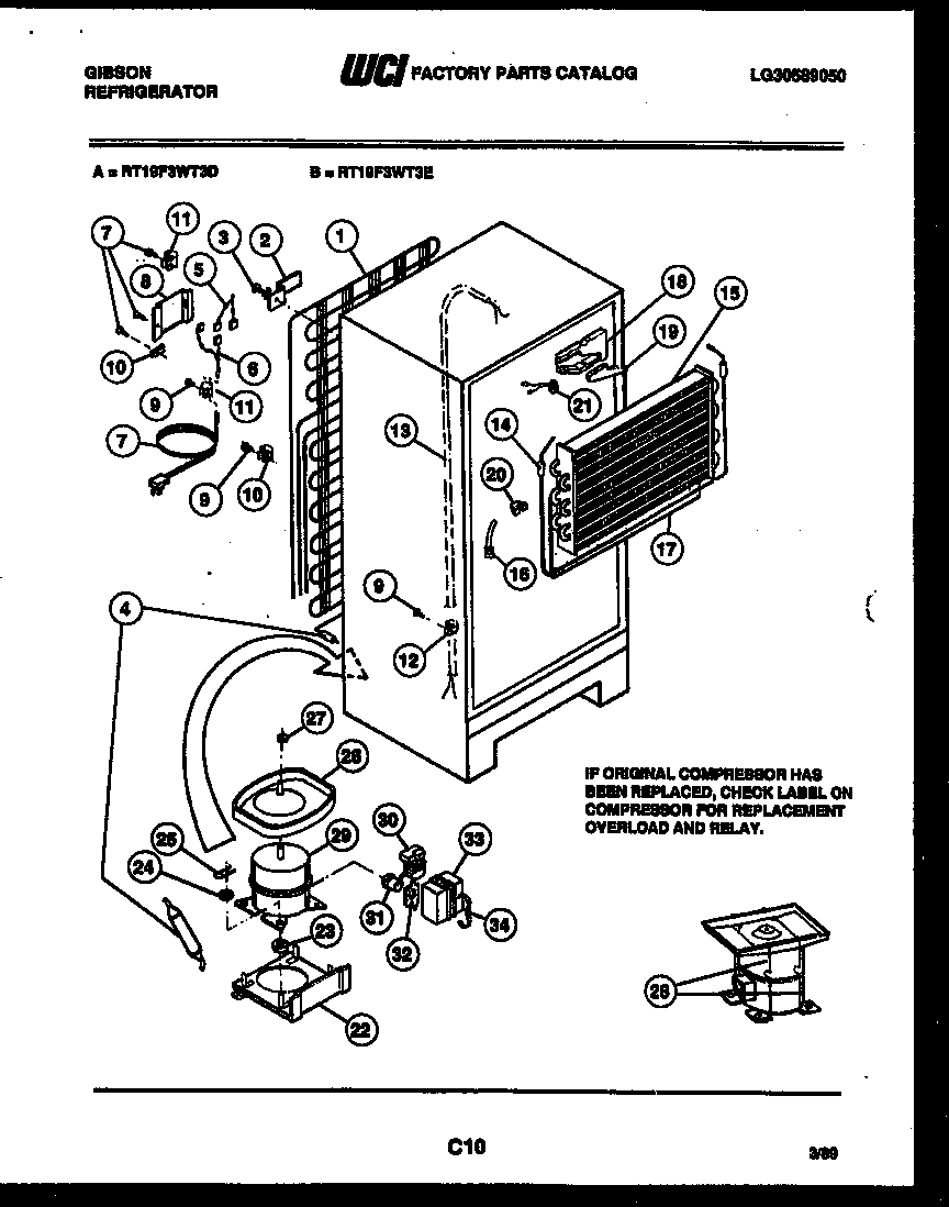 Gibson RT19F3WT3D system and automatic defrost parts diagram