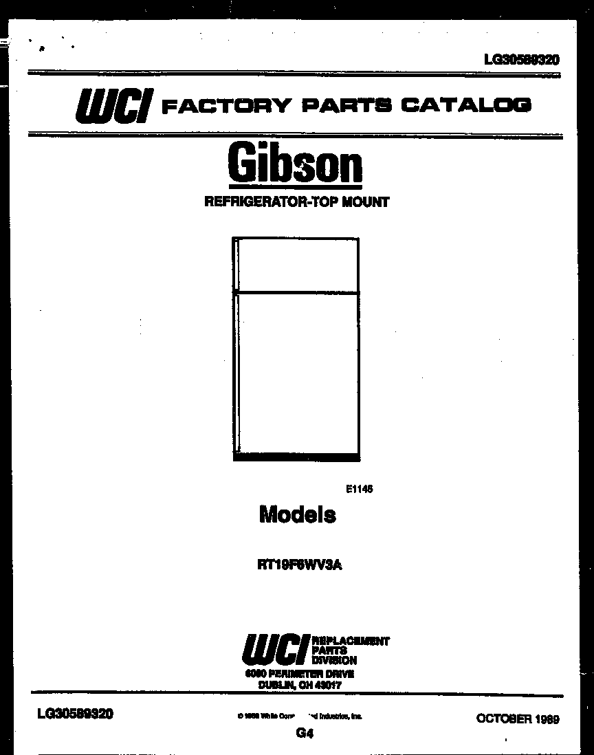 Gibson RT19F6WV3A cover page diagram
