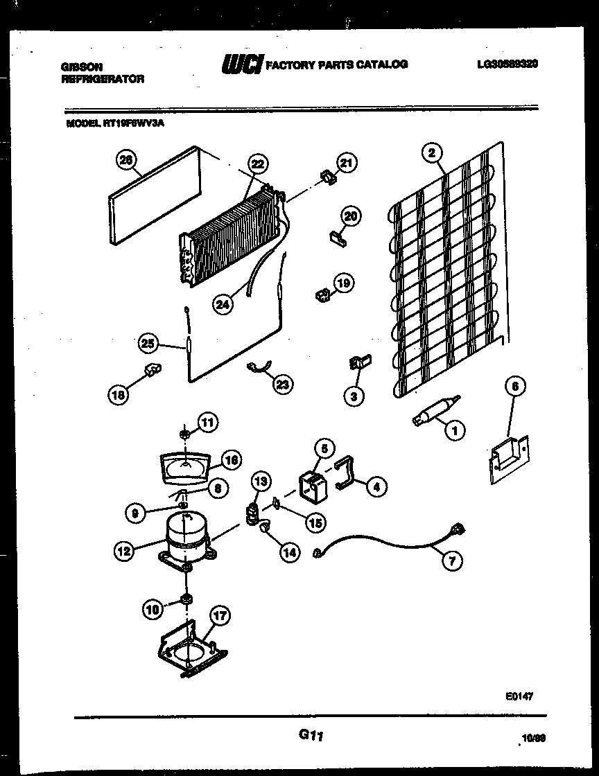 Gibson RT19F6WV3A system and automatic defrost parts diagram