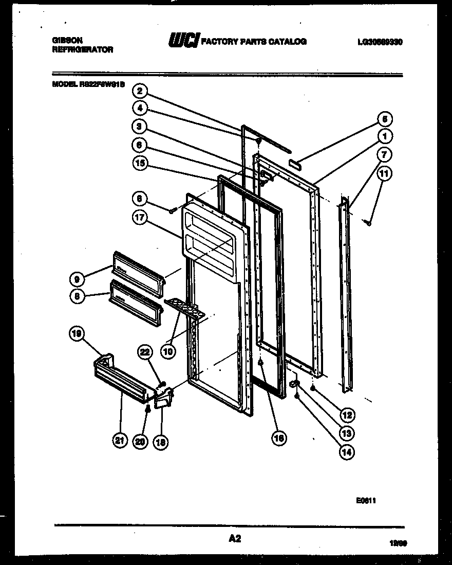 Gibson RS22F8WS1B door parts diagram