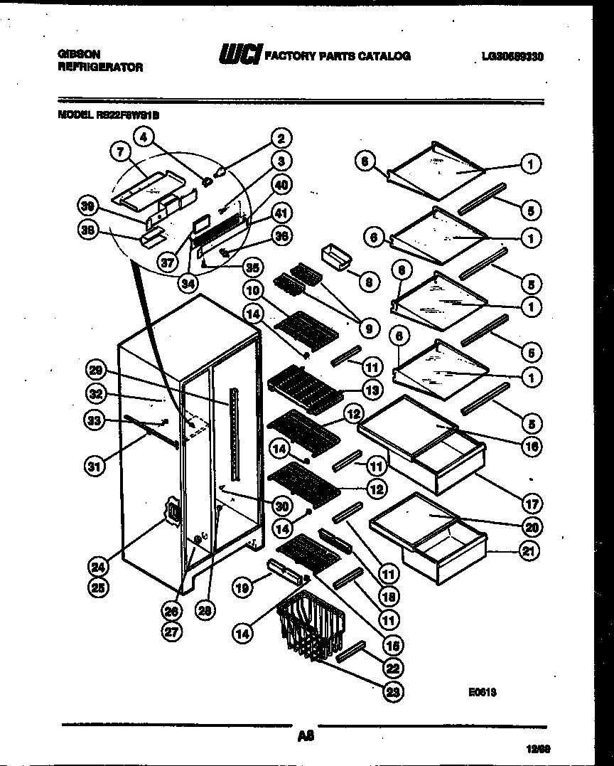 Gibson RS22F8WS1B shelves and supports diagram