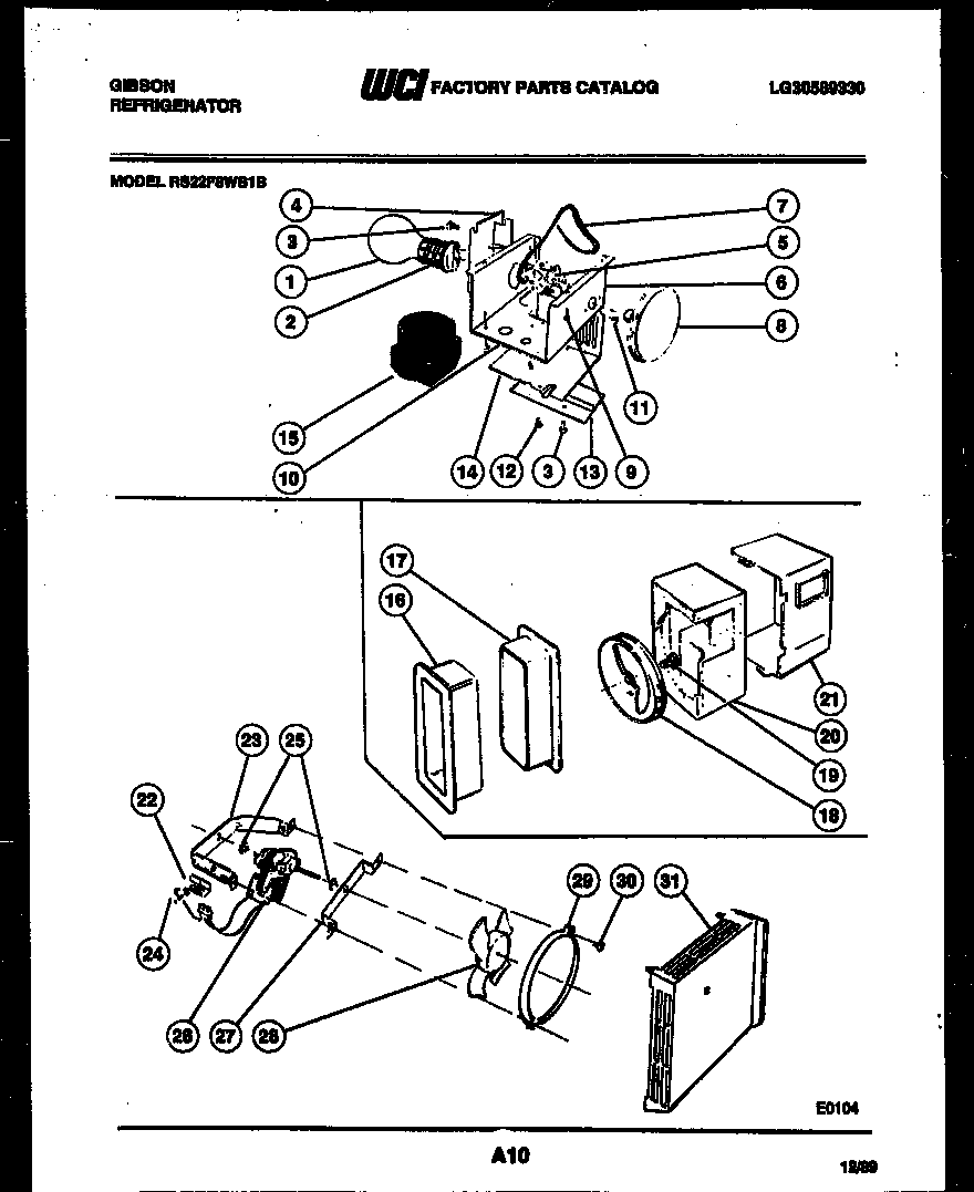 Gibson RS22F8WS1B refrigerator control assembly, damper control assembly and f diagram