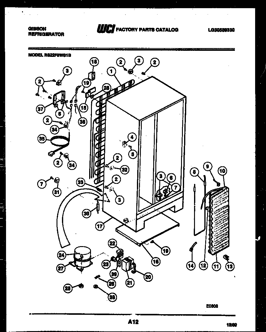 Gibson RS22F8WS1B system and automatic defrost parts diagram