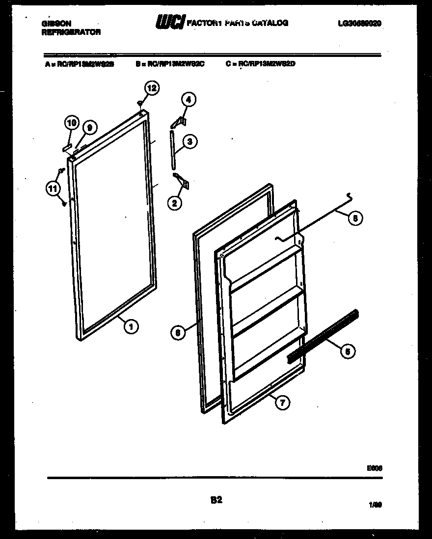 Gibson RP13M2WS2B door parts diagram