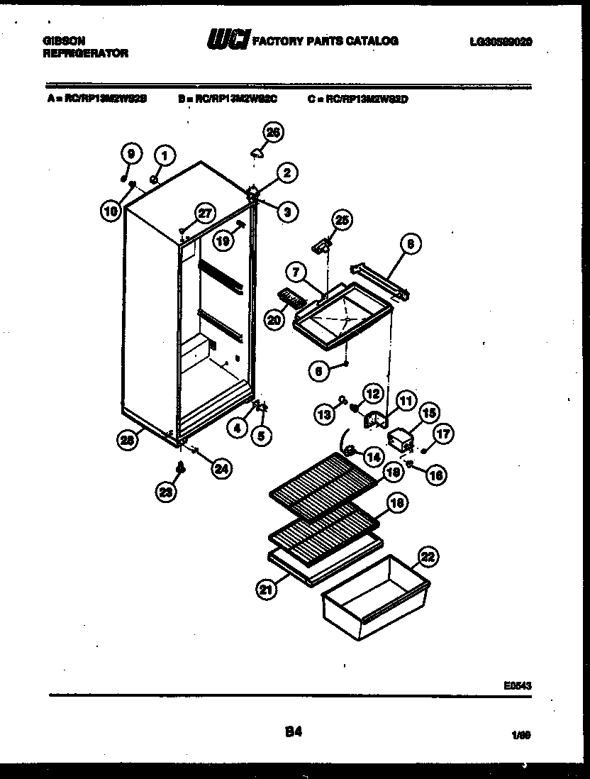 Gibson RP13M2WS2B cabinet parts diagram