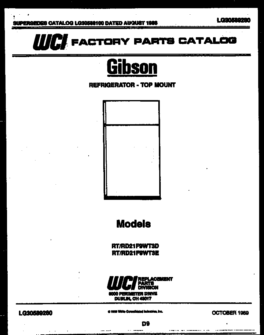 Gibson RT21F9WT3D cover page diagram