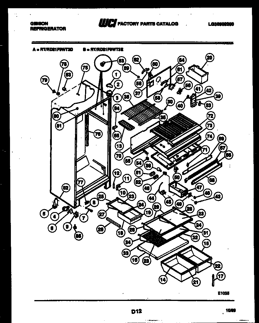 Gibson RT21F9WT3D cabinet parts diagram