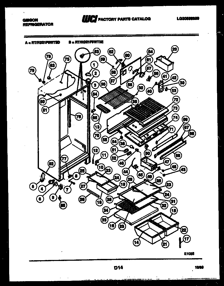 Gibson RT21F9WT3D cabinet parts diagram