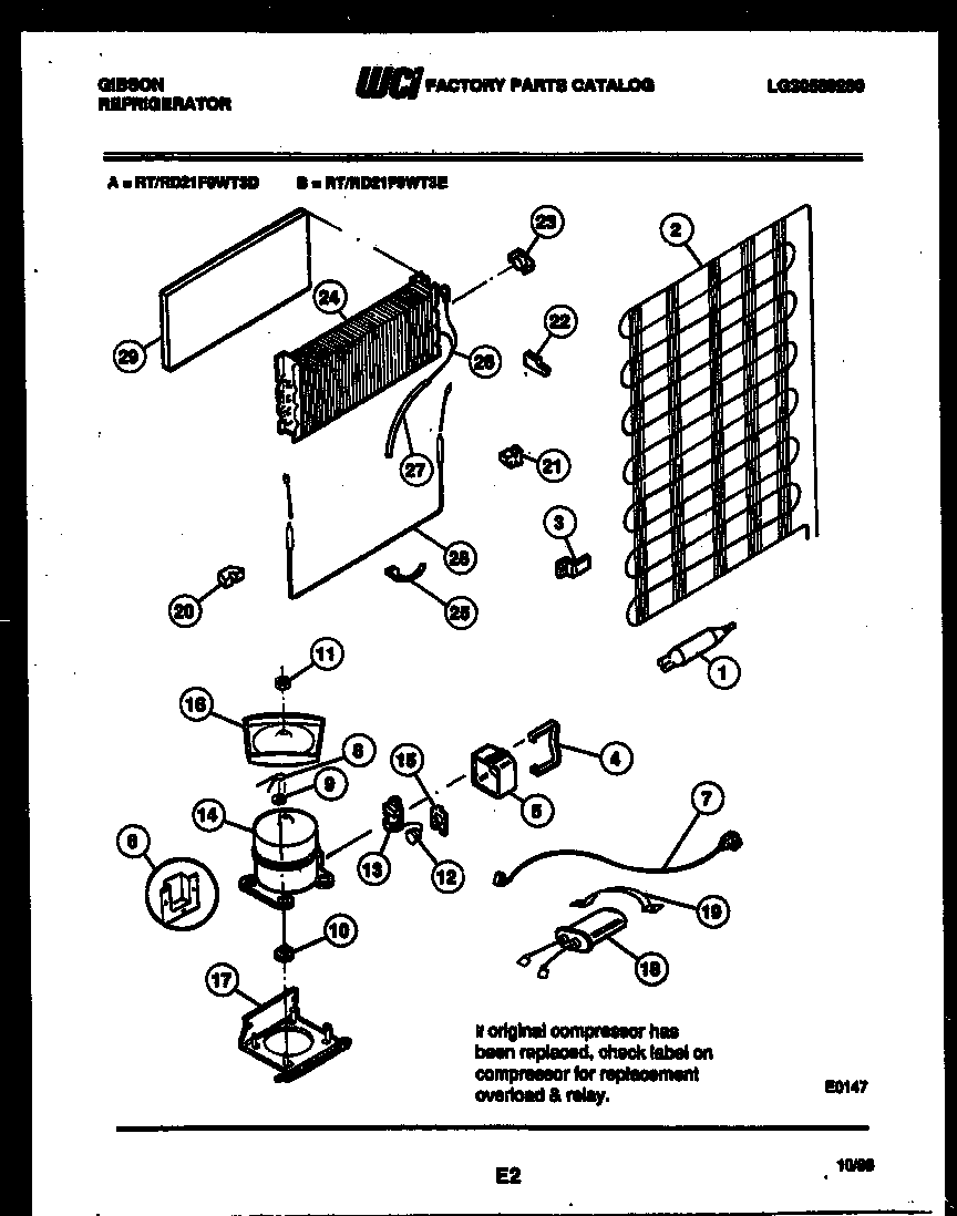 Gibson RT21F9WT3D system and automatic defrost parts diagram