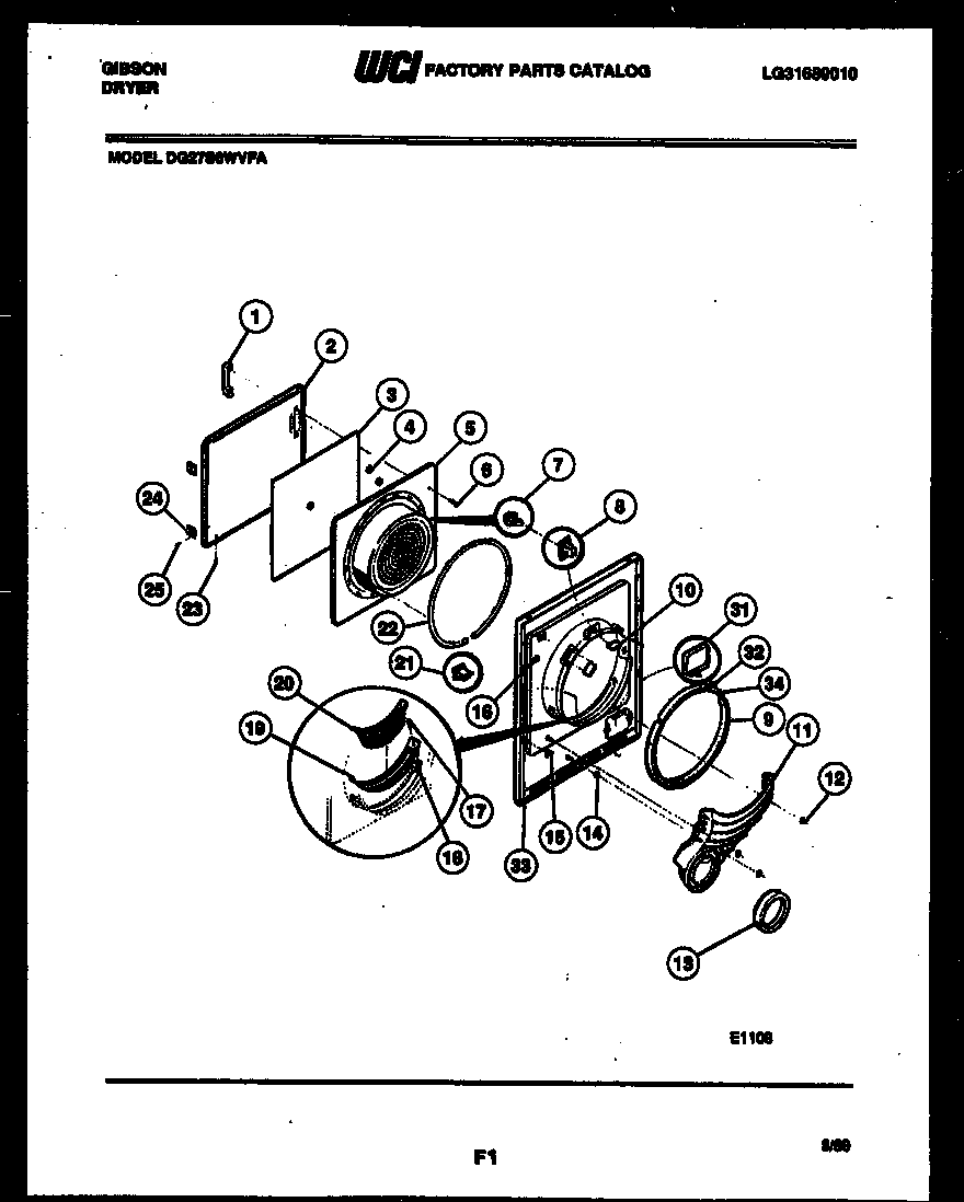 Gibson DG27S6WVFA door parts diagram