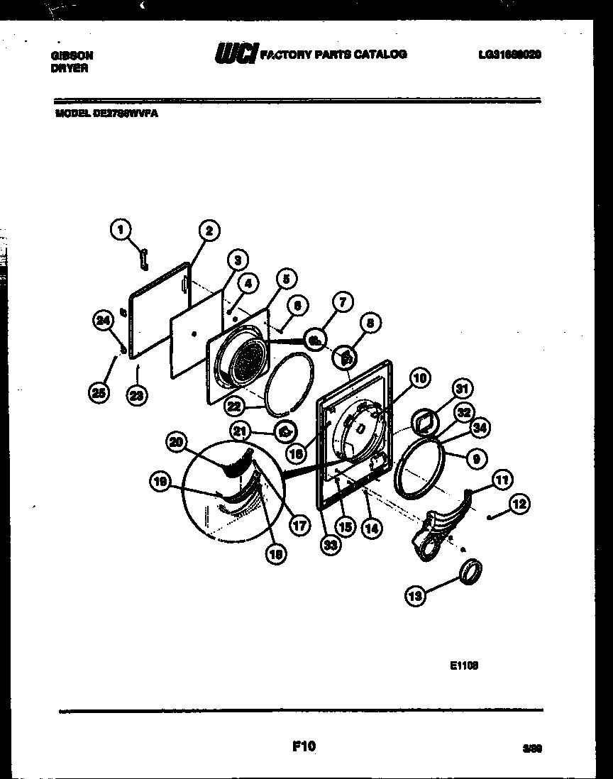 Gibson DE27S6WVFA door parts diagram