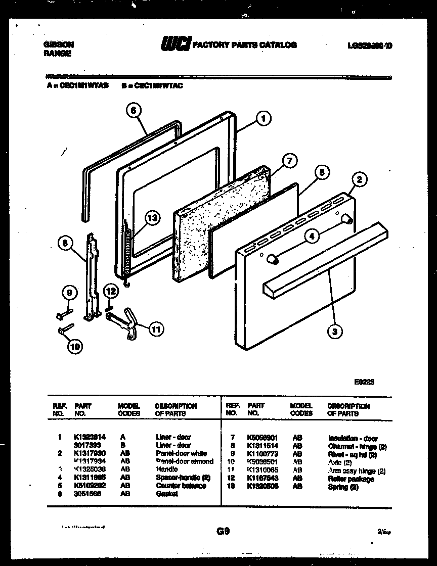 Gibson CEC1M1WTAC door parts diagram