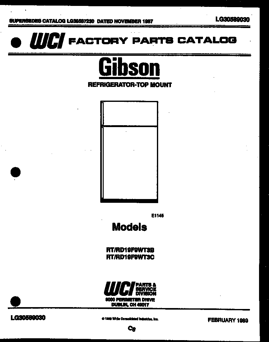Gibson RD19F9WT3C cover page diagram