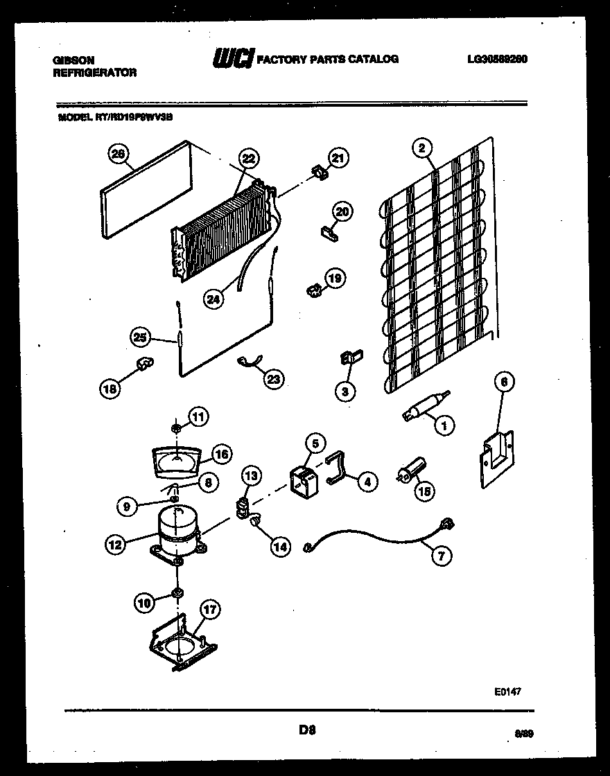 Gibson RT19F9WV3B system and automatic defrost parts diagram