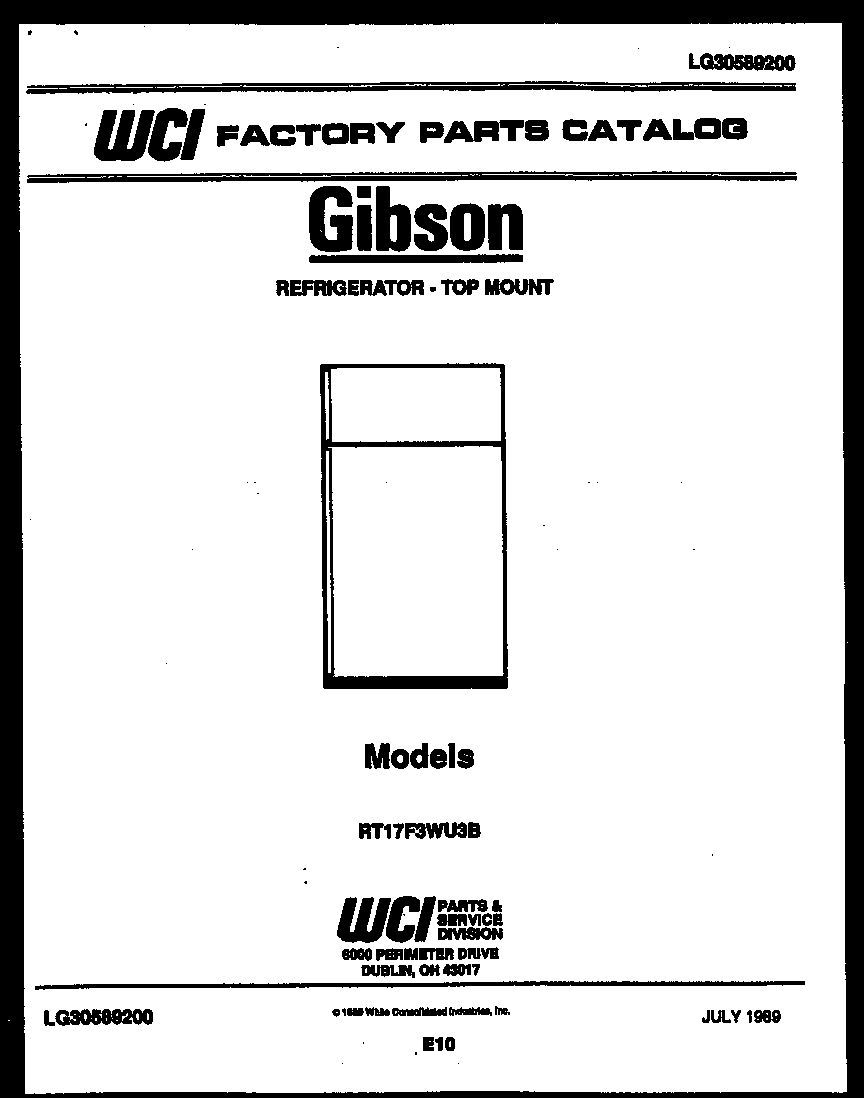 Gibson RD19F8WU3B cover page diagram