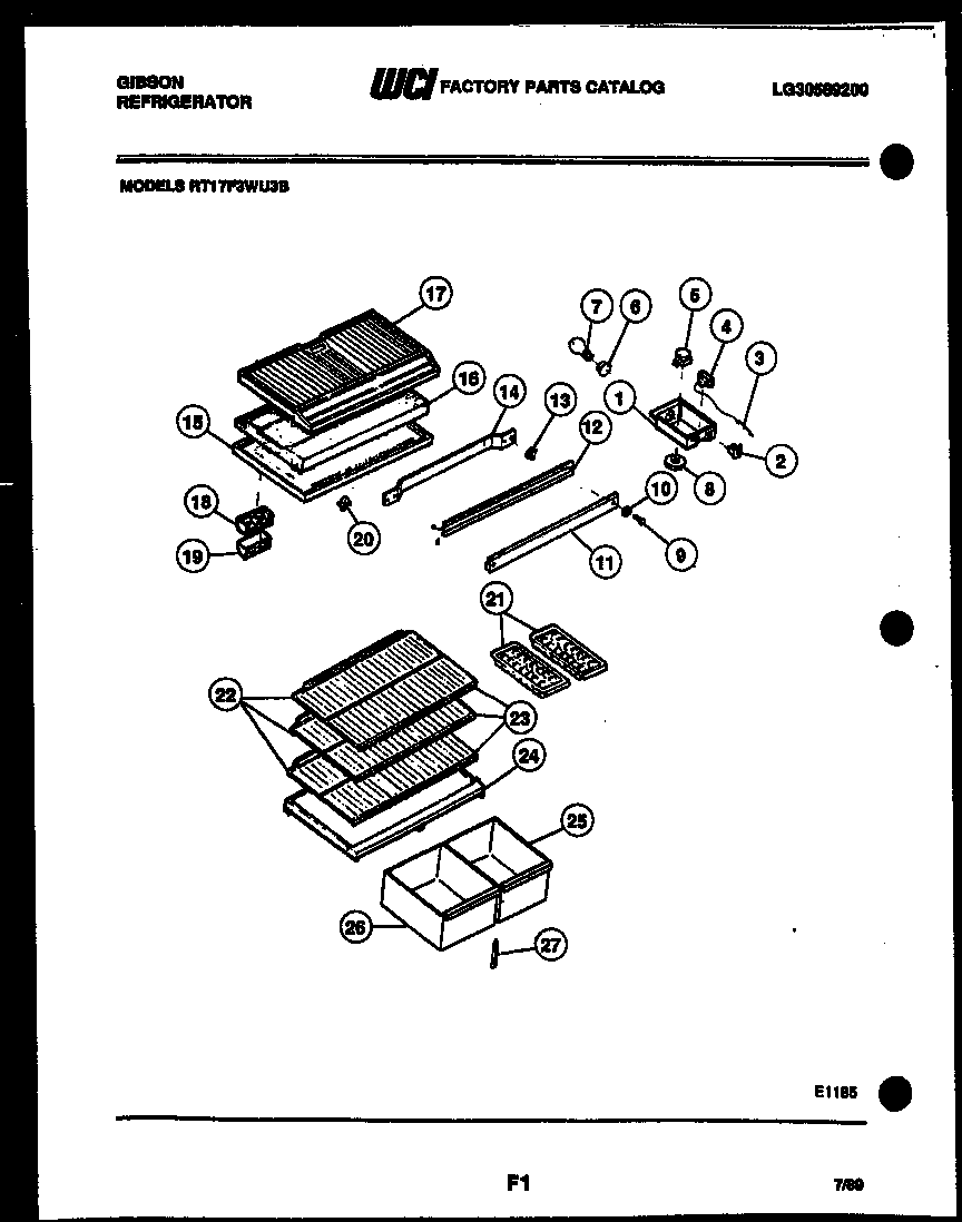 Gibson RD19F8WU3B shelves and supports diagram