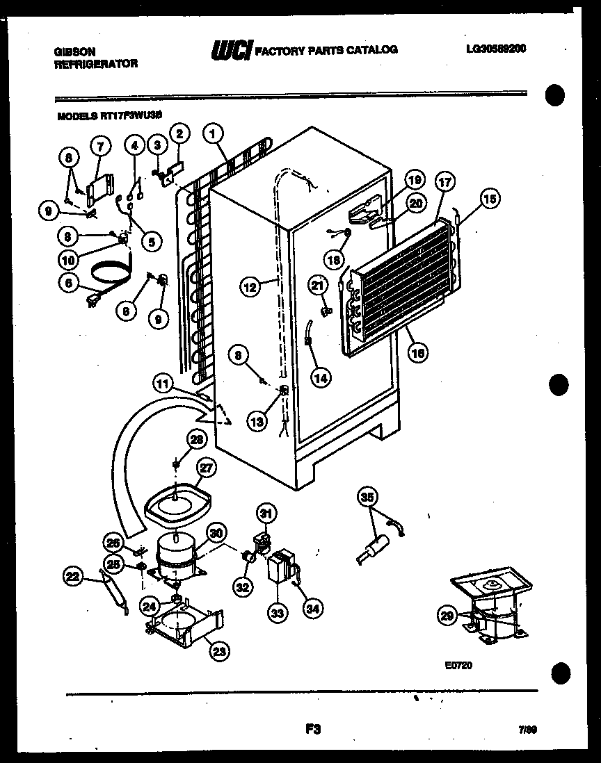 Gibson RD19F8WU3B system and automatic defrost parts diagram