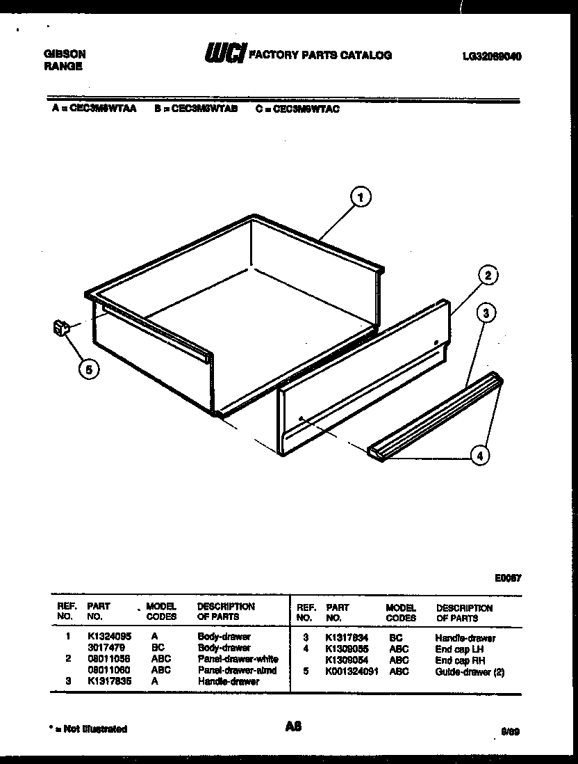 Gibson CEC3M6WTAC drawer parts diagram